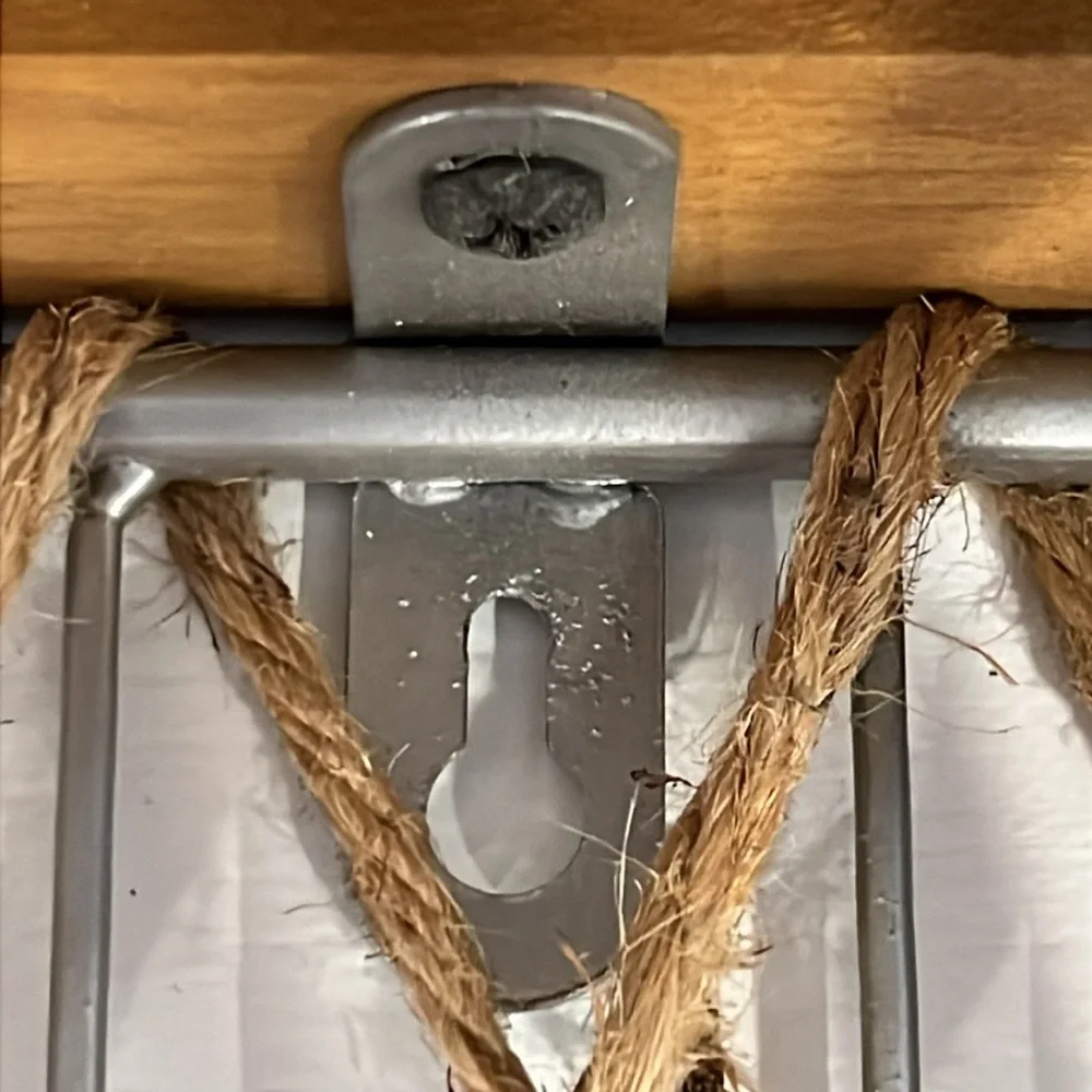 Wood, Metal & Twine Shelf 22”Wx7.5”Hx6.5”D